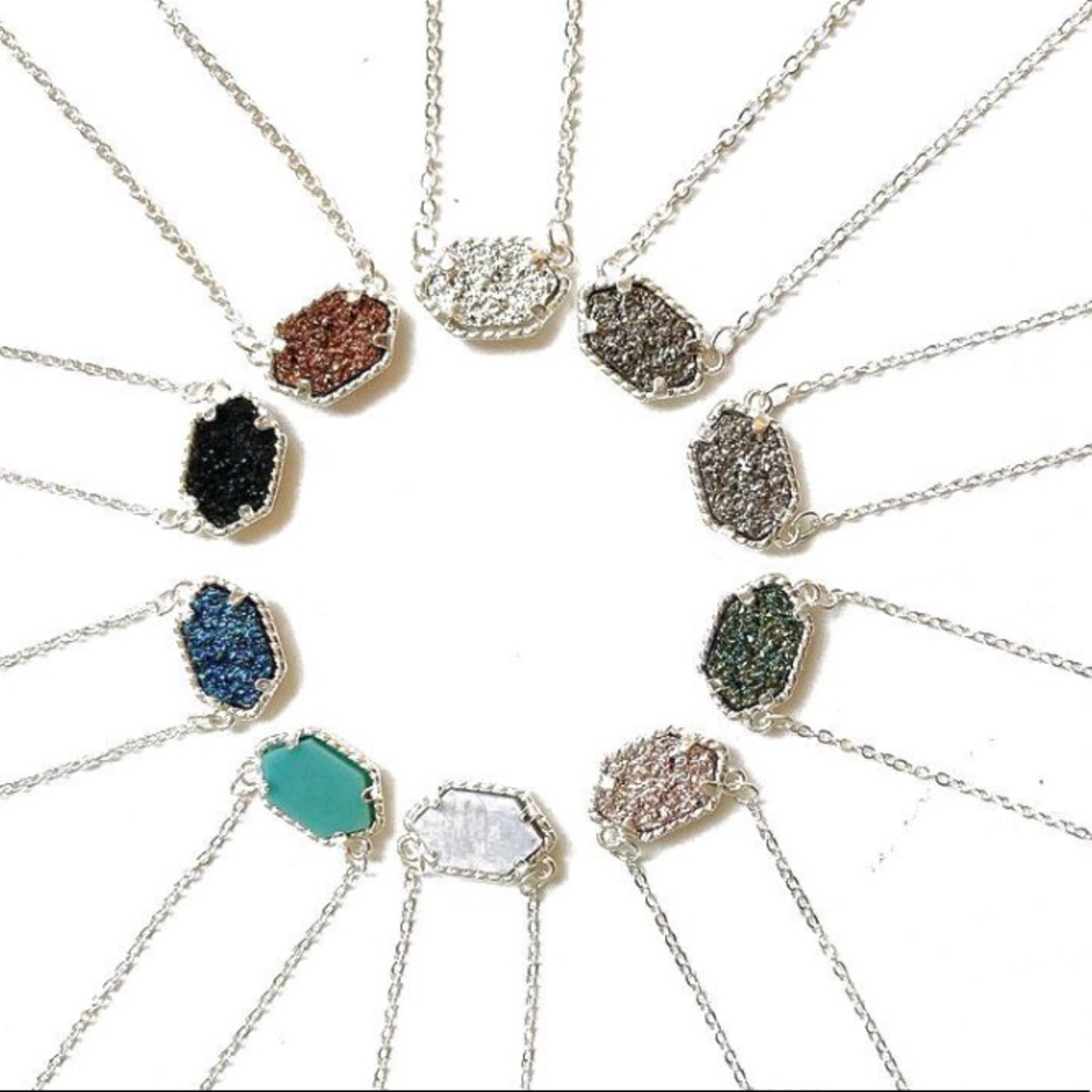 Druzy necklaces silver plated, druzy pendants new